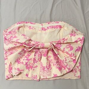 Pink Floral Strapless Bandeau Top